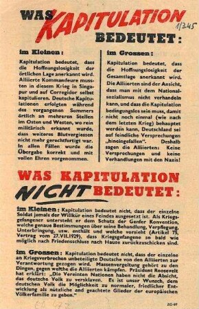 "Was Kapitulation bedeutet:" alliiertes Flugblatt