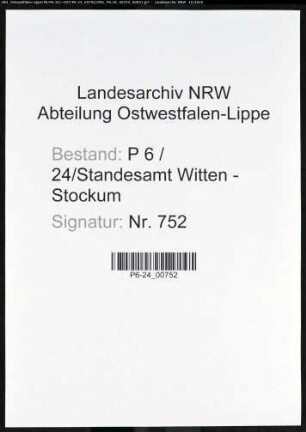 Sterberegister Standesamt Witten-Stockum