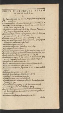 Index Historicus Rerum Praecipuarum.
