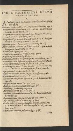 Index Historicus Rerum Praecipuarum.