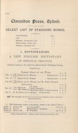 Clarendon Press, Oxford, selected list of standard works
