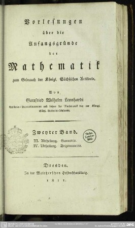 2: Vorlesungen über die Anfangsgründe der Mathematik