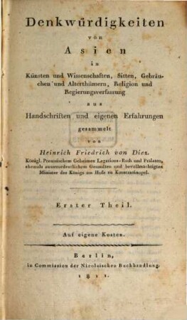 Denkwürdigkeiten von Asien in Künsten und Wissenschaften, Sitten, Gebräuchen und Alterthümern, Religion und Regierungsverfassung, Erster Theil
