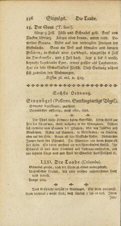 Sechste Ordnung. Singvögel