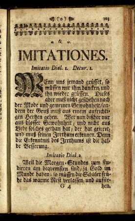 Imitatio Dial. I. Decur. I. [bis] Imitatio Dial. I. Decur. V.