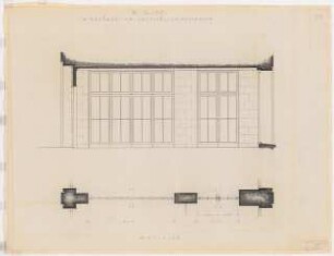 Reichsluftfahrtministerium, Berlin: Eingangshalle Q1L, Windfang: Ansicht, Grundriss 1:20