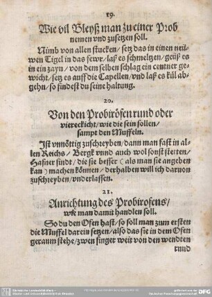 21. Anrichtung des Probirofens/wie man damit handlen soll.