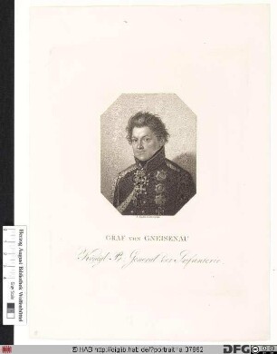 Bildnis August Wilhelm Anton Gneisenau (1814 Graf) Neidhardt von