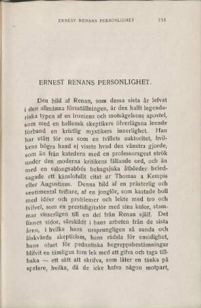 Ernest Renans Personlighet.