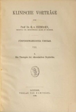 Klinische Vorträge : Vortrag, 25,VIII,2