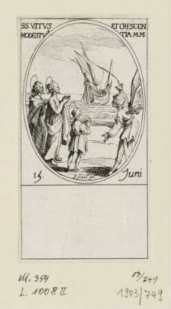 Juni - Heiliger Vitus, Heiliger Modestus und Heilige Crescentia, Blatt 51 der Folge "Les images de tous les saincts et saintes de l'année"
