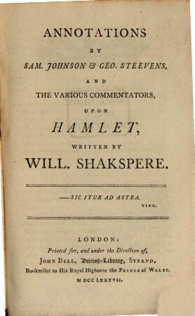 Annotations upon Hamlet and Titus Andronicus