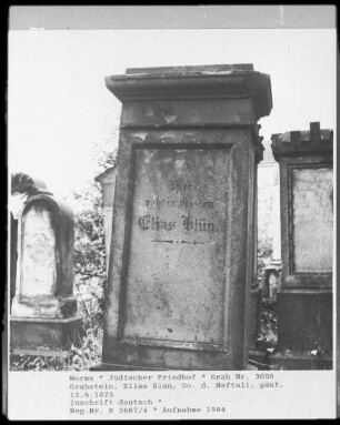 Grabstein des Elias Blün, Sohn des Naftali (gestorben 1873.06.12)
