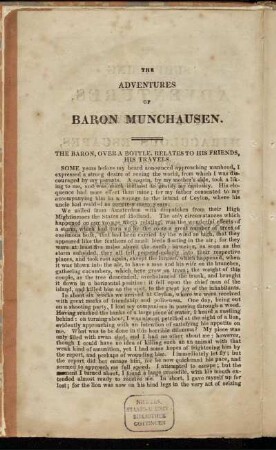 The Baron, over a bottle, relates to his friends, his travels
