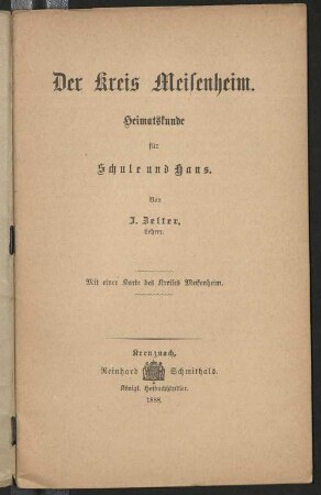 Der Kreis Meisenheim : Heimatskunde für Schule und Haus