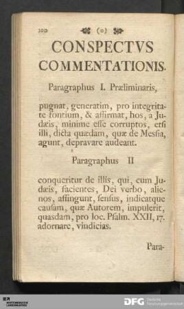 Conspectvs Commentationis.
