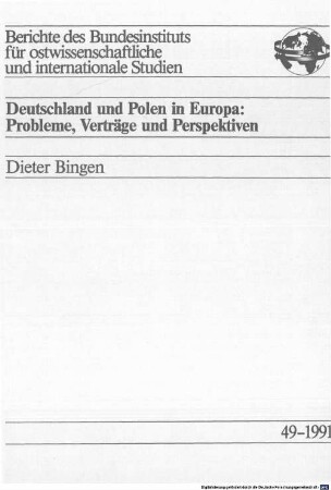 Deutschland und Polen in Europa : Probleme, Verträge und Perspektiven