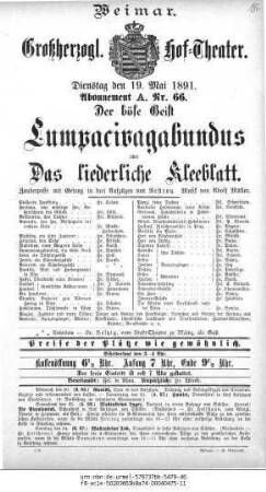 Der böse Geist Lumpacivagabundus oder Das liederliche Kleeblatt