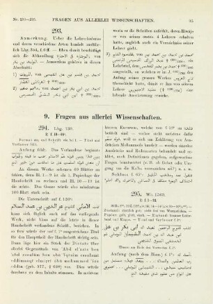 9. Fragen aus allerlei Wissenschaften (No. 294-299)