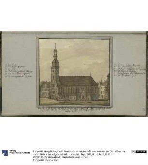 Die St. Marien Kirche mit ihrem Thurm, welchen der Graf v Sparr im Jahr 1666 wieder aufgebauet hat; da der erste im Jahr 1660 vom Blitz getroffen wurde und abbrandte.
