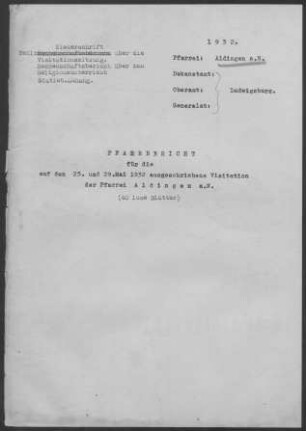 Aldingen/Neckar: Pfarrbericht 1932