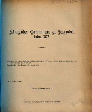 Jahresbericht : Ostern ..., 1876/77