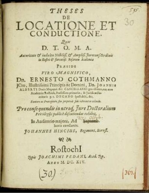 Theses De Locatione Et Conductione