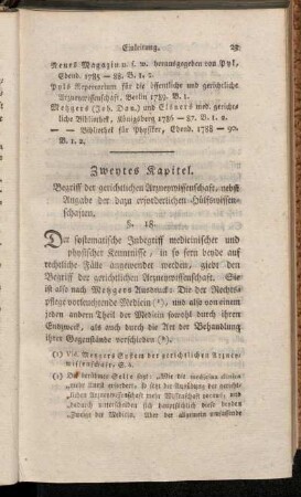 Zweytes Kapitel. Begriff der gerichtlichen Arzneywissenschaft, nebst Angabe der dazu erforderlichen Hülfswissenschaften.