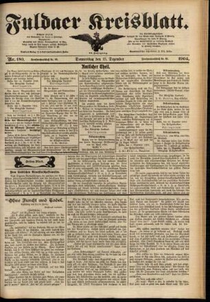 Erste Ausgabe vom Donnerstag, den 15. Dezember 1904.