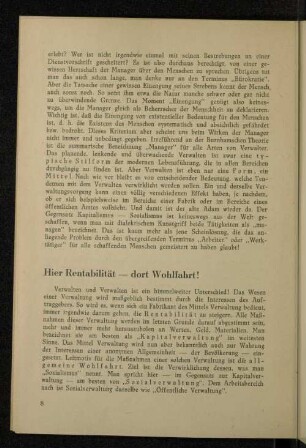 Hier Rentabilität - dort Wohlfahrt!