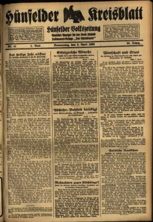Zweite Ausgabe vom Donnerstag, den 06. April 1933.