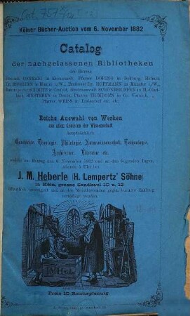 Katalog. [12.] 1882, 6. Nov.