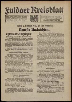Erste Ausgabe vom Dienstag, den 02. Februar 1915.