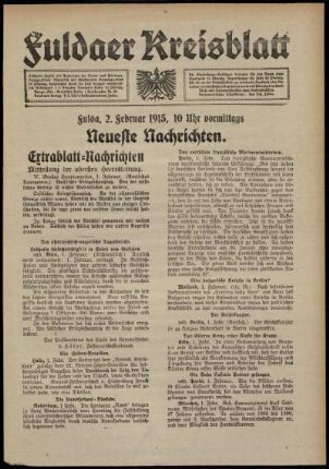Erste Ausgabe vom Dienstag, den 02. Februar 1915.