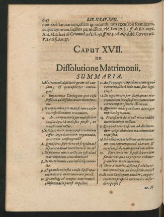 Caput XVII. De Dissolutione Matrimonii.