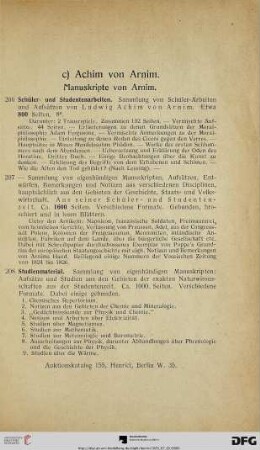 c) Achim von Arnim (Nr. 206-256)
