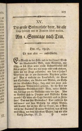 225-239, XV. Die große Seelengefahr derer, die alle Tage ...