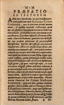 Centvriae Selectorum Casuum Conscientiae : I., II., III. tia
