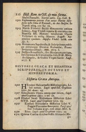 116-145, Historiae Graecae et Bysantinae Scriptores, in Octavo et Minori Forma - Genealogici et Heraldici, in Octavo et Minori Forma