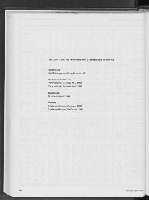 Im Juni 1992 veröffentlichte Statistische Berichte