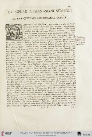 Exemplar Athanasiani Symboli ex Antiquissimo Ambrosianae Codice