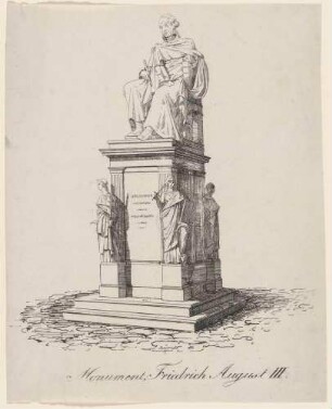 Das Denkmal König Friedrich August I. von Sachsen (der Gerechte, 1750-1827) im Zwinger in Dresden