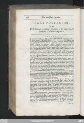 Pars Posterior : In qua Protestantium Doctrina exponitur, & cum Scholae Romanae Doctrina comparatur.