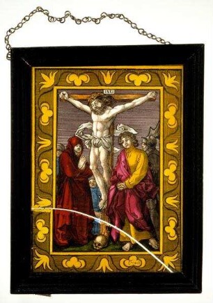 Kabinettscheibe mit der Kreuzigung Christi mit Maria und Johannes. Zusammengehörig mit Gm.162