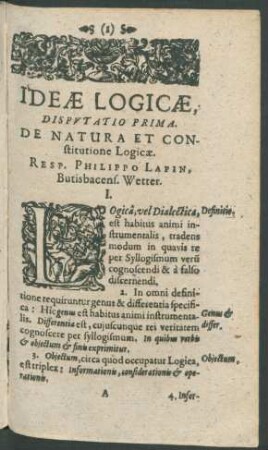 Ideae Logicae, Disputatio Prima - XXIV.