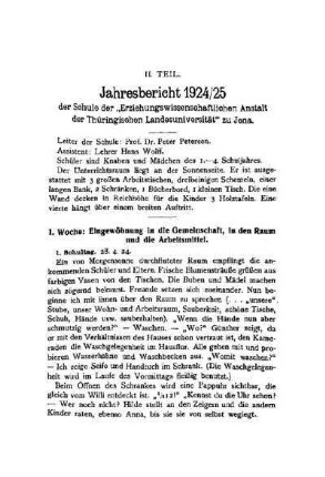 Jahresbericht 1924/25 der Schule der "Erziehungswissenschaftlichen Anstalt der Thüringischen Landesuniversität" zu Jena