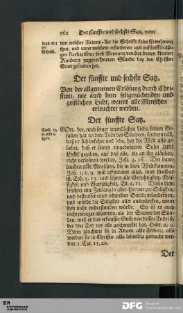 Der fünffte und sechste Satz. Von der allgemeinen Erlösung durch Christum...
