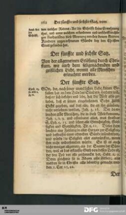 Der fünffte und sechste Satz. Von der allgemeinen Erlösung durch Christum...