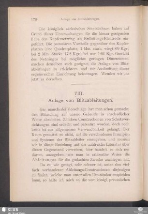 VIII. Anlage von Blitzableitungen