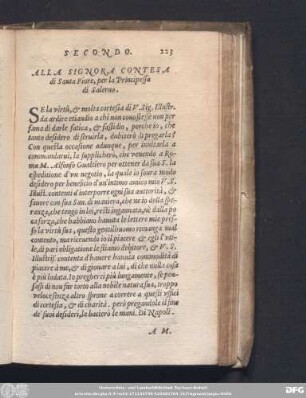 Alla Signora Contesa di Santa Fiore, per la Principessa di Salerno.